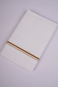 Mens White Double Dhoti Cotton Blend with Small Border - 3.80M | SD-10-Orange