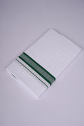Mens Cotton Blend White Dhoti Single Fancy Border 2.00 m|FS-112 DARK GREEN