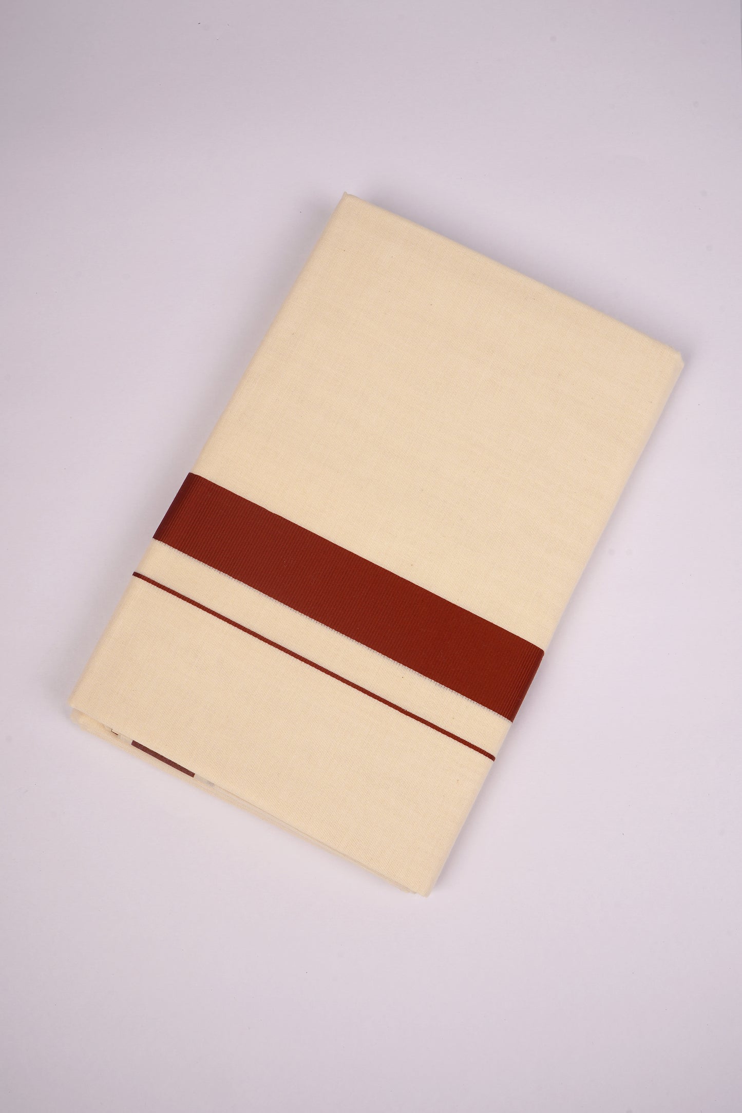 FD-08C CREAM DOUBLE DHOTHIE 3.80 MTR-Dark Brown