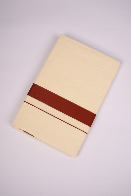 FD-08C CREAM DOUBLE DHOTI  3.80 MTR-Dark Brown