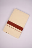 FD-08C CREAM DOUBLE DHOTI  3.80 MTR-Dark Brown