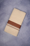 FCD-76C CREAM DOUBLE DHOTI  4.00 MTR - Brown