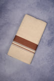 FCD-76C CREAM DOUBLE DHOTI  4.00 MTR - Brown