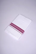 Mens Cotton Blend White Dhoti Single Fancy Border 2.00 m|FS-112 PINK