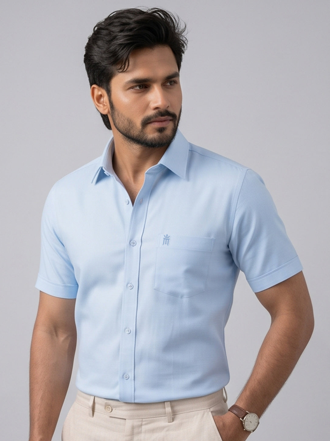 MCR Men Formal Colour Shirt - Sky Blue 82503 Hydrogen