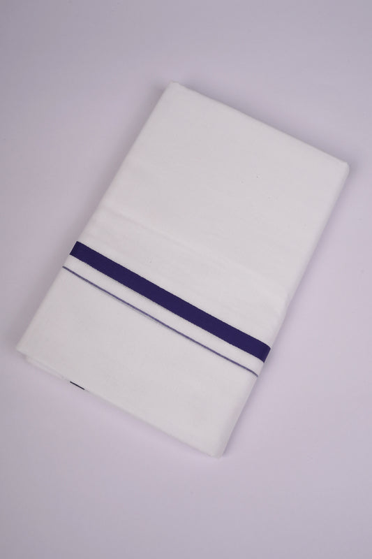 HD-17 WHITE DOUBLE DHOTI  3.80 MTR - Blue