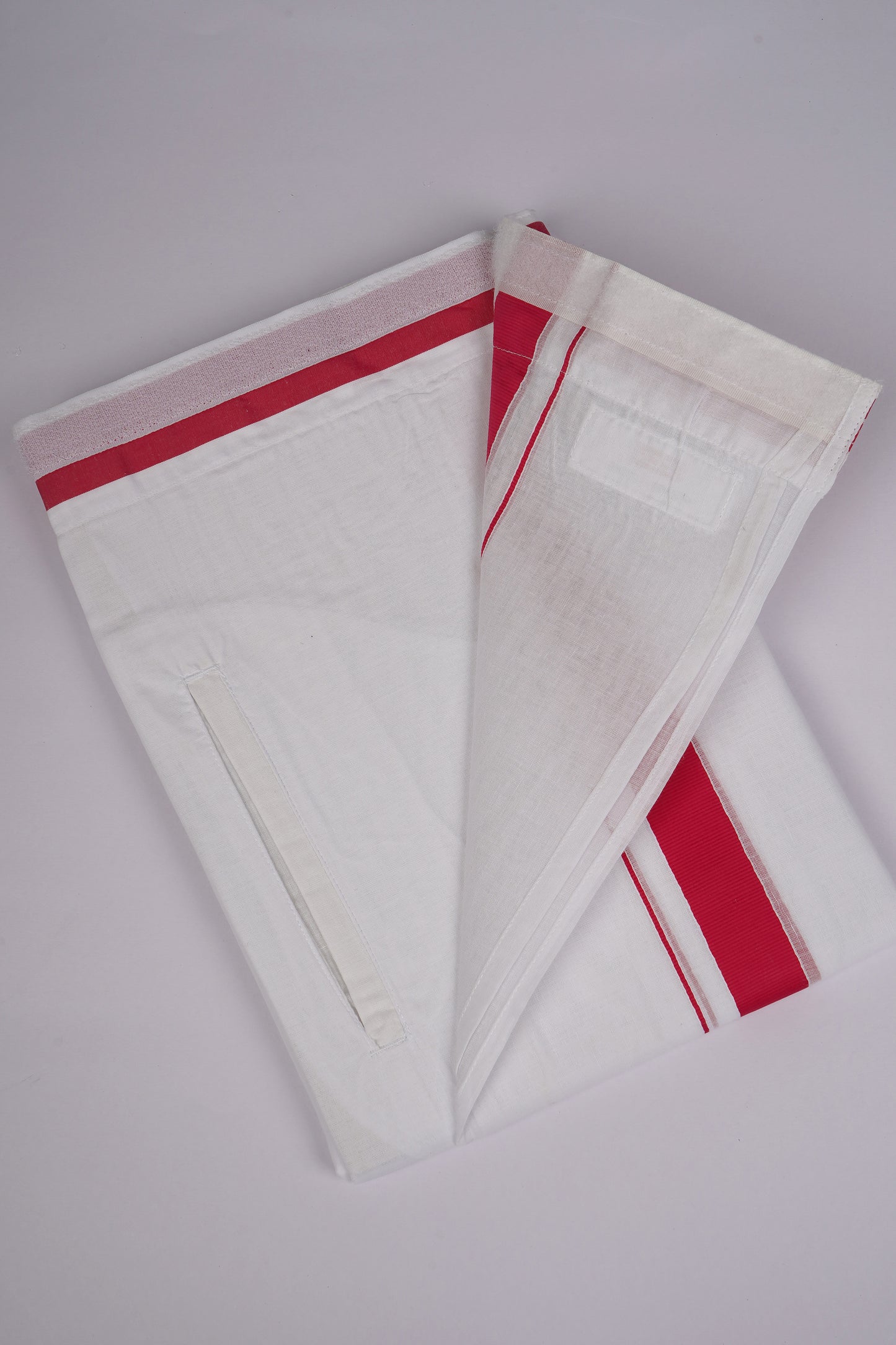 PKT FD-01 VELCRO WHITE DOUBLE DHOTI - Dark Pink