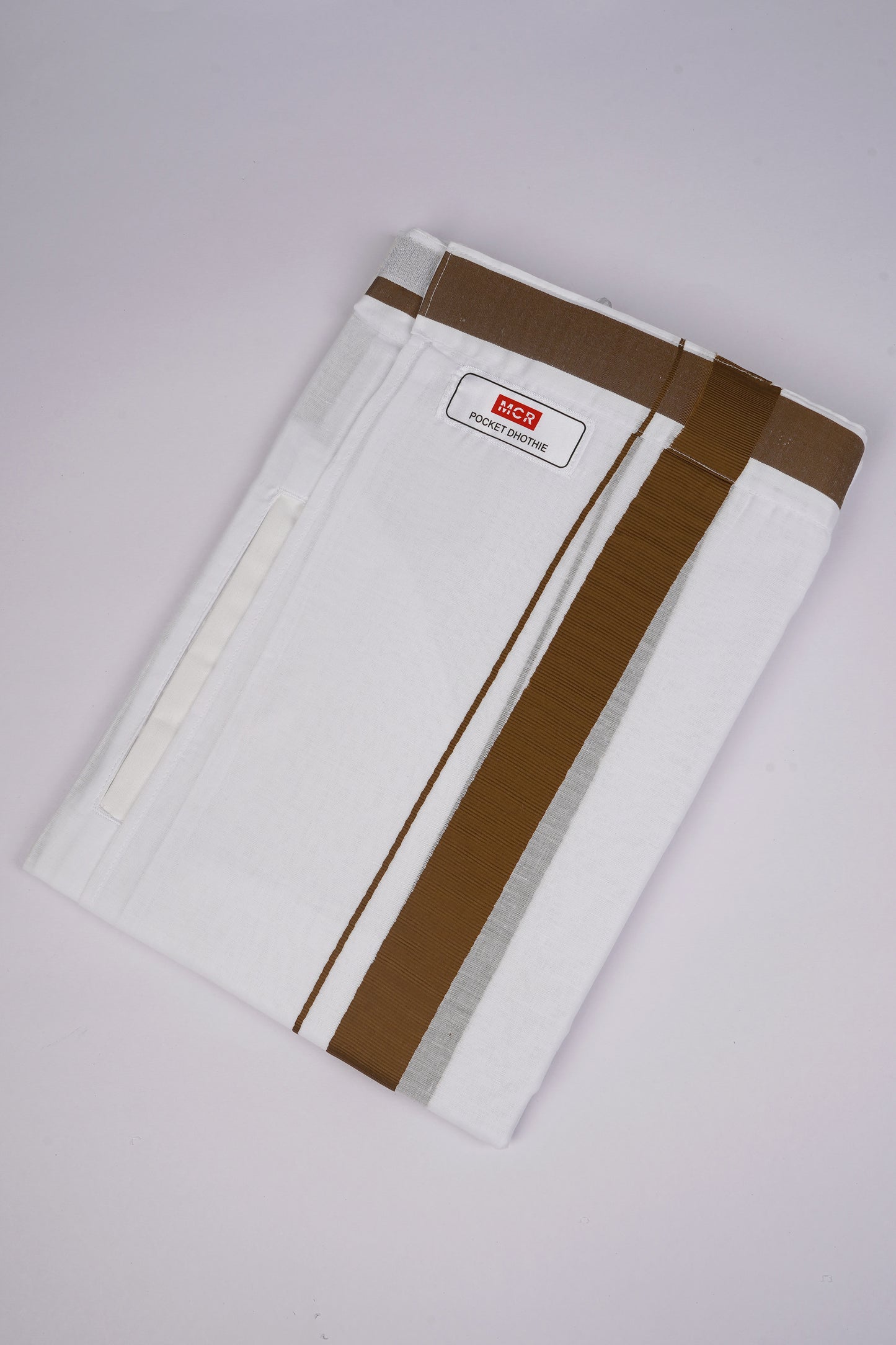 PKT FD-01 VELCRO WHITE DOUBLE DHOTI - Brown