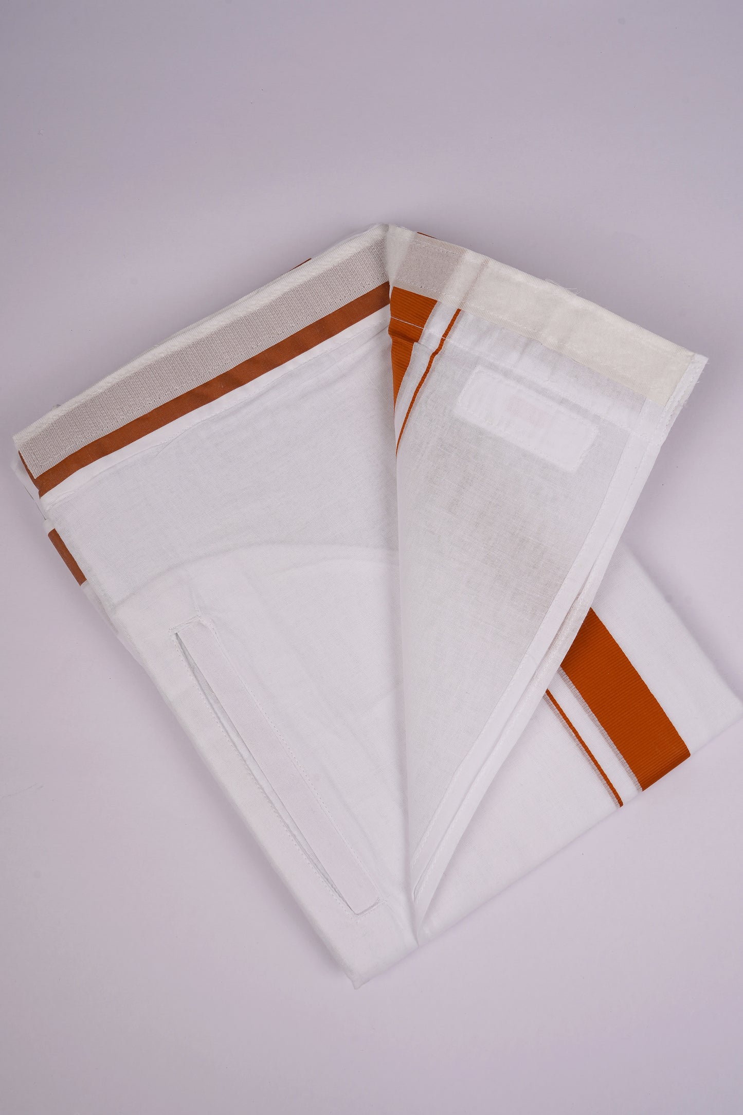 PKT FD-01 VELCRO WHITE DOUBLE DHOTI - Orange