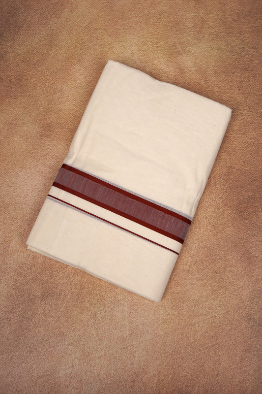FD-174C CREAM DOUBLE DHOTI  3.80 MTR - Brown