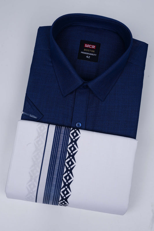 Boston Fancy Double Set H/S - (Assorted Pattern) - 21518 Navy Blue