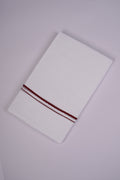 Mens White Double Dhoti 100% Cotton with Big Border - 4.00M | SD-17-maroon