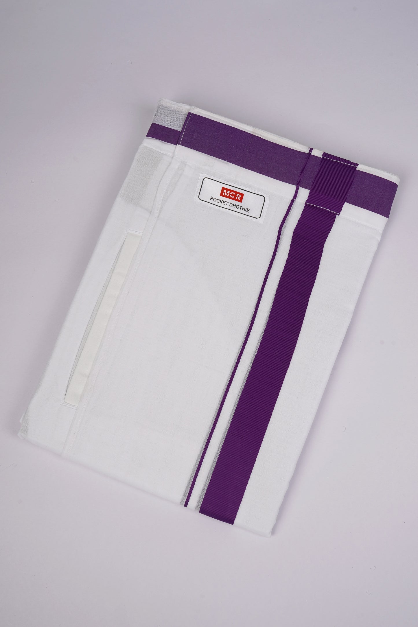 PKT FD-01 VELCRO WHITE DOUBLE DHOTI-purple