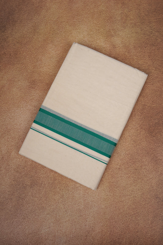 FD-174C CREAM DOUBLE DHOTI  3.80 MTR - Green