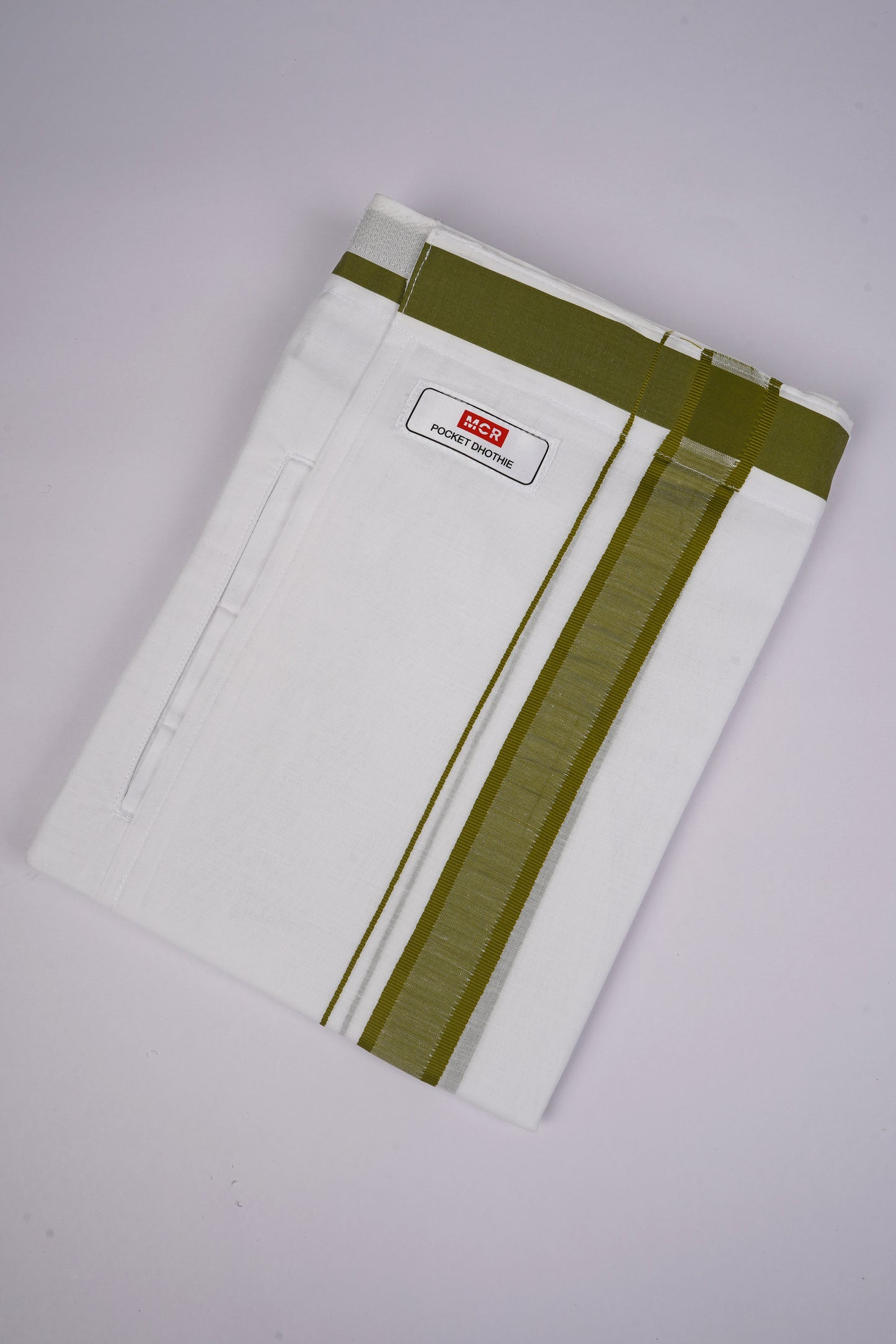 PKT FD-02 VELCRO WHITE DOUBLE DHOTI - Green