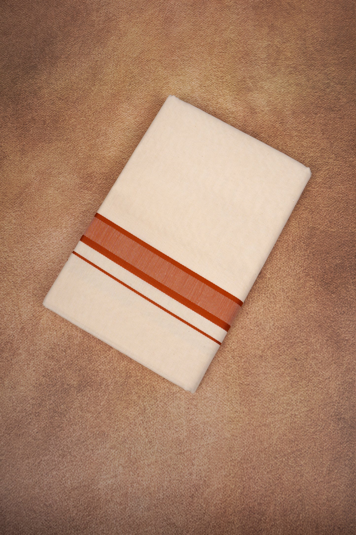 FD-174C CREAM DOUBLE DHOTHIE 3.80 MTR - Light brown