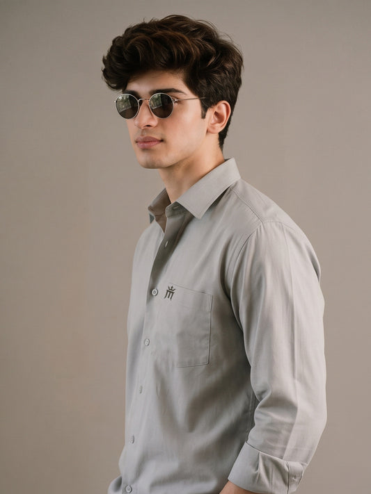 Stain Free Full Sleeve Formal Grey Shirt For Men-68004