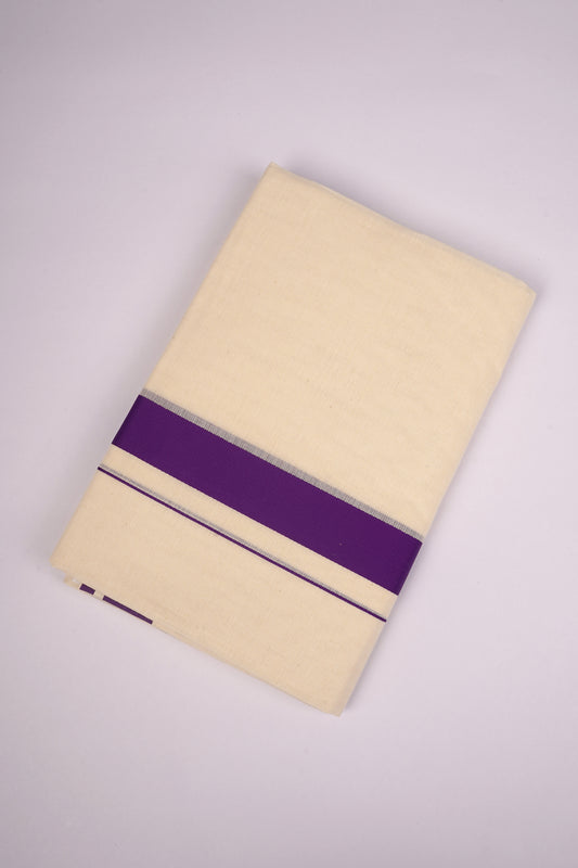 FD-08C CREAM DOUBLE DHOTI  3.80 MTR-violet