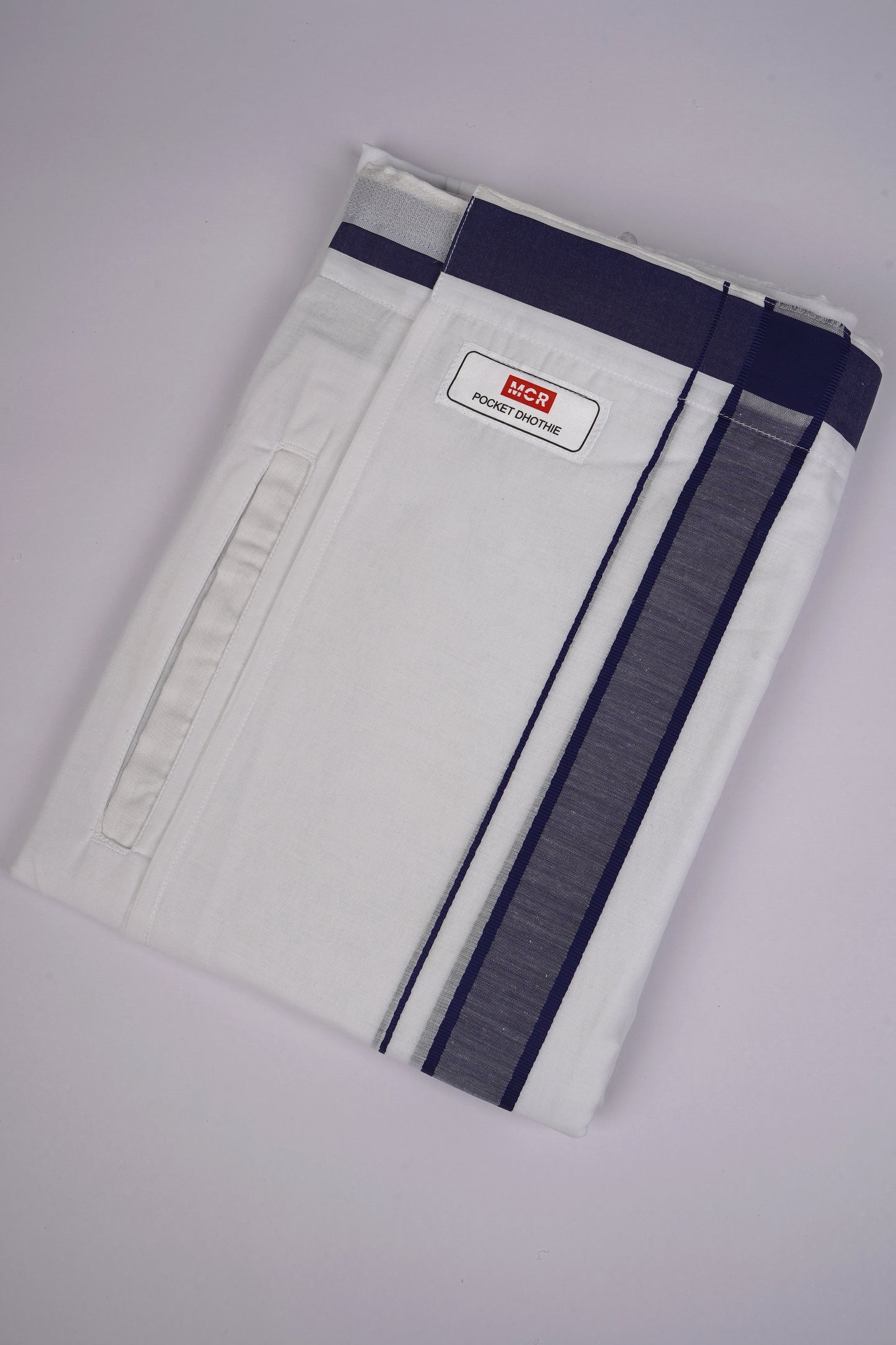 PKT FD-02 VELCRO WHITE DOUBLE DHOTI - Blue
