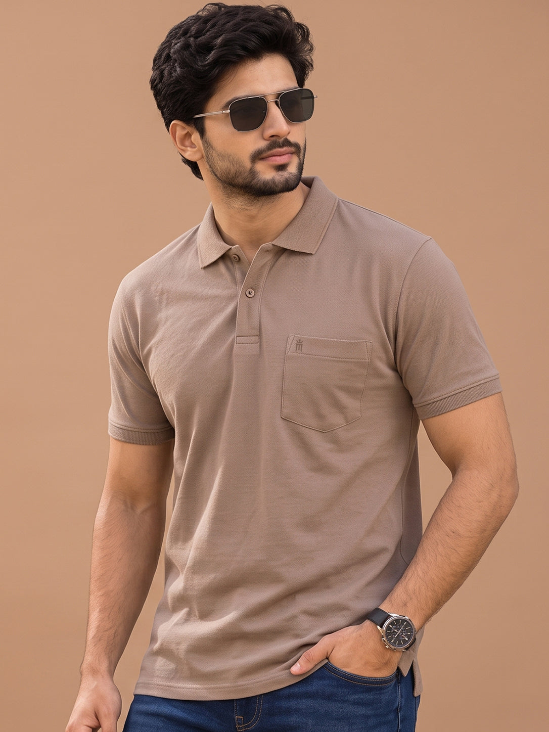 Eminent Plain Light Brown Color T-Shirt - 55007