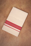 FD-174C CREAM DOUBLE DHOTI  3.80 MTR - Dark Pink