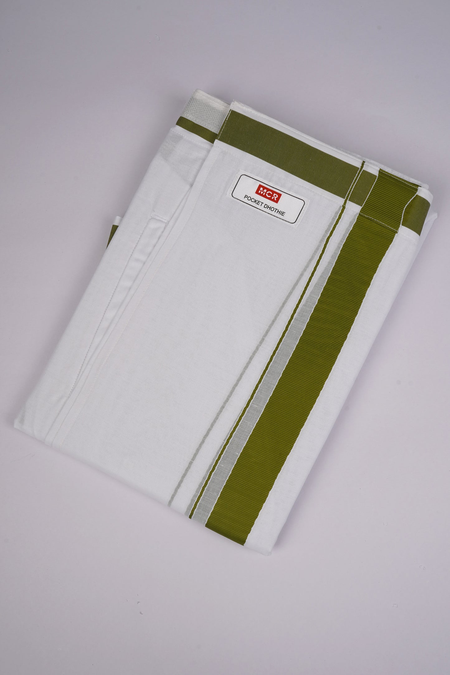 PKT FD-01 VELCRO WHITE DOUBLE DHOTI- Dark Green