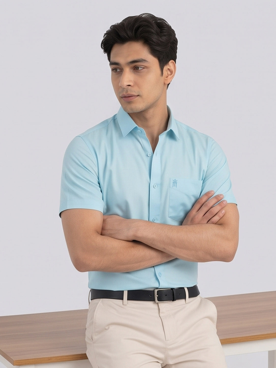 MCR Men Formal Colour Shirt - Light Blue  92053 ICE BERG