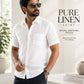PURE LINEN WHITE HALF SLEEVE SHIRT - 6026 MEN WHITE SHIRT
