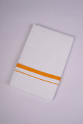 Pure  Cotton White Dhoti Double Small  Border 4.00 m|HD-23 GOLDEN YELLOW