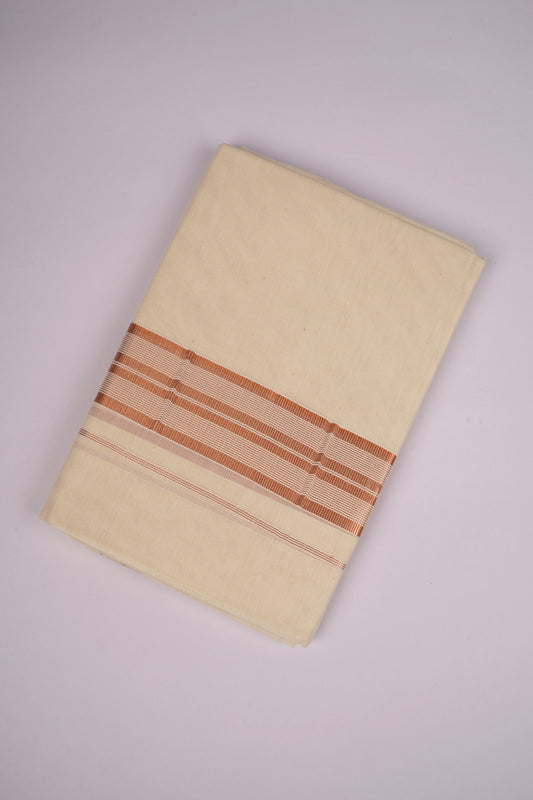 COPPER-15C CREAM DOUBLE DHOTI  4.00 MTR