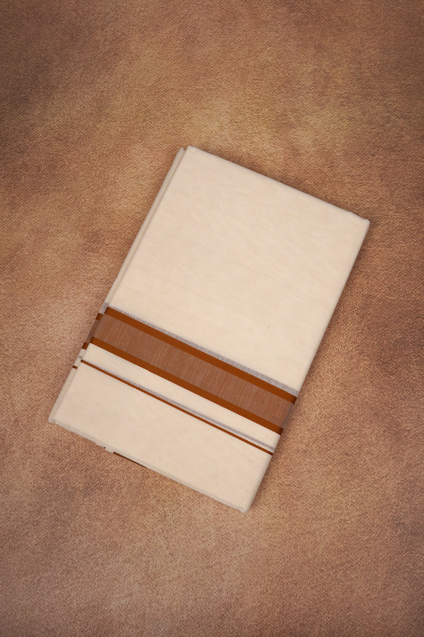 FD-174C CREAM DOUBLE DHOTHIE 3.80 MTR - Brown