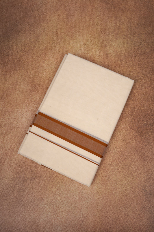 FD-174C CREAM DOUBLE DHOTI  3.80 MTR - Brown