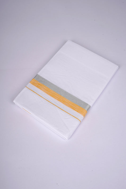 FS-124 W/S DHOTI  1.90 MTR - Silver Yellow