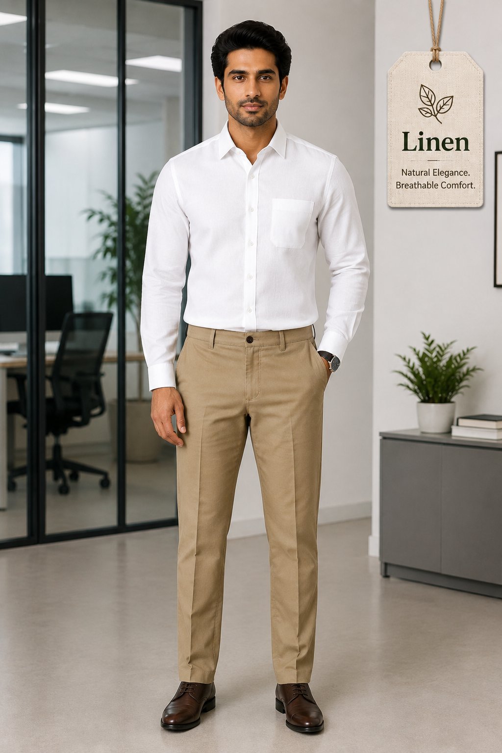 Linen Max Formal White Shirt For Men