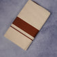 FCD-77C CREAM DOUBLE DHOTI  4.00 MTR-Brown