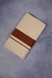 FCD-77C CREAM DOUBLE DHOTI  4.00 MTR-Brown