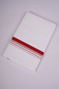 Pure  Cotton White Dhoti Double Small  Border 4.00 m|HD-29 RED