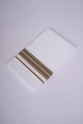 Mens White Single Dhoti Pure Cotton with Fancy Border - 2.00M | FS-99 - BROWN