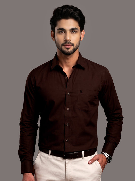 Stain Free Full Sleeve Formal Brown Shirt For Men-68006