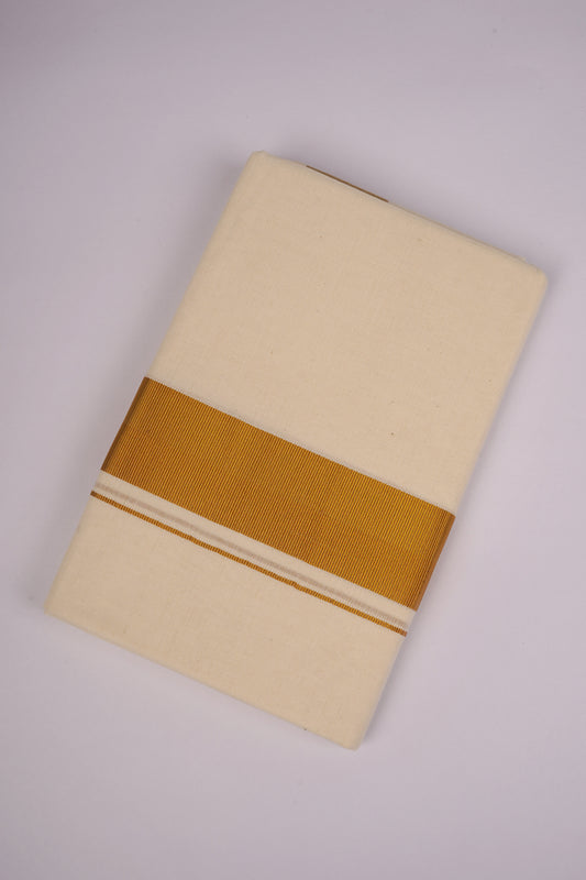2 TIME GOLD CREAM DOUBLE DHOTI  3.80 MTR