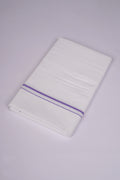 Mens White Single Dhoti Cotton Blend with Small Border Stitched - 2.00M | SS-21 - violet