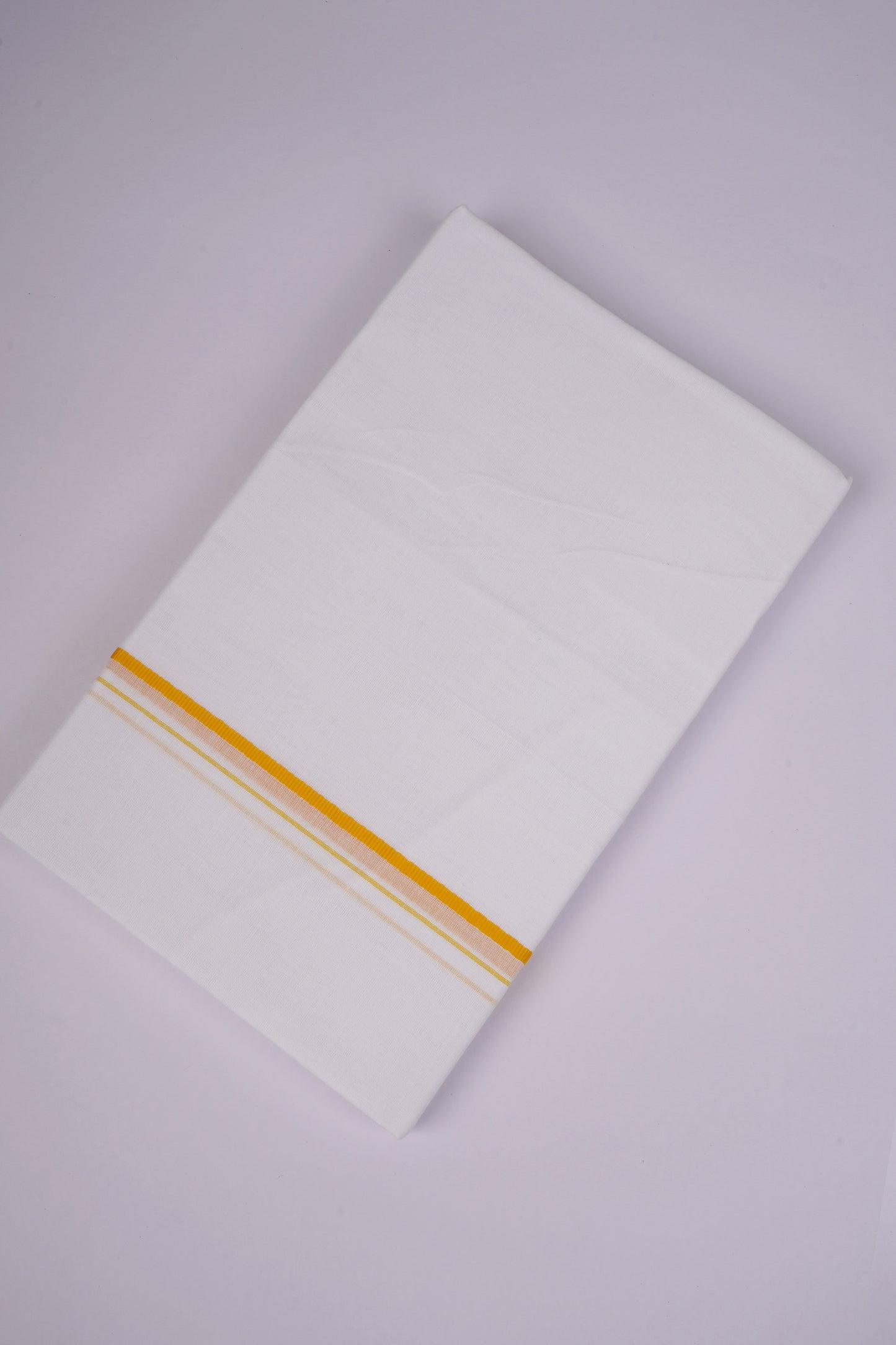 SD-10 WHITE DOUBLE DHOTI  3.80 MTR - yellow