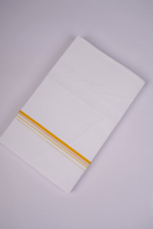 SD-10 WHITE DOUBLE DHOTI  3.80 MTR - yellow