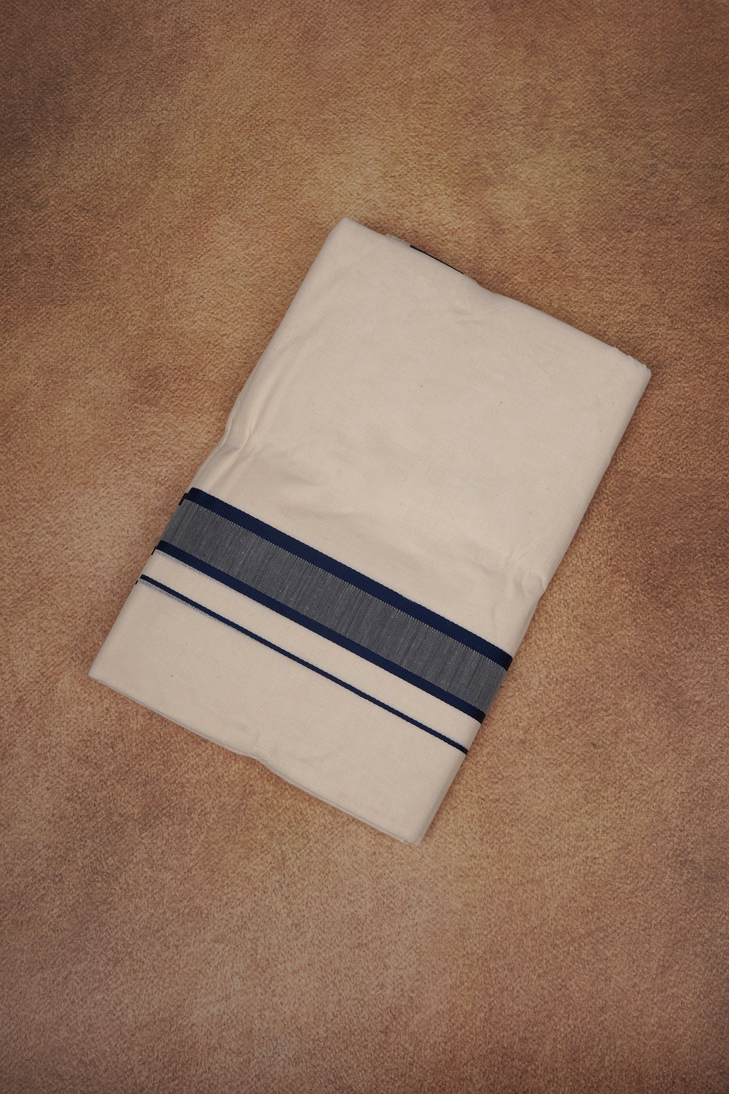 FD-174C CREAM DOUBLE DHOTHIE 3.80 MTR - Dark Blue