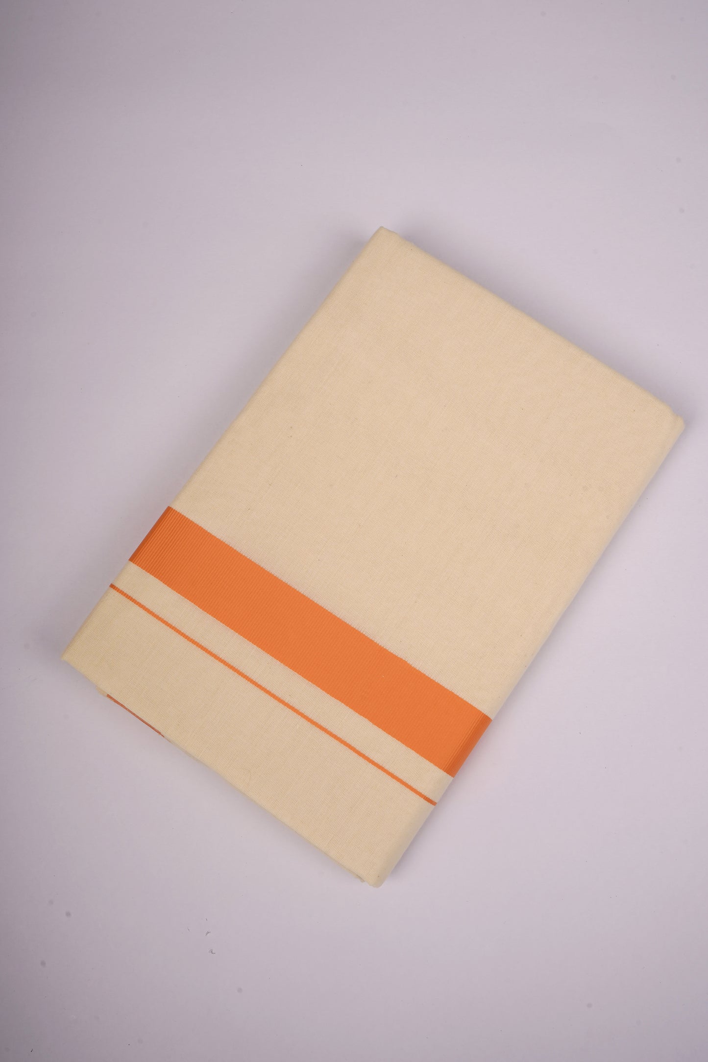 FD-08C CREAM DOUBLE DHOTI 3.80 MTR- Orange