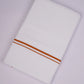 SD-18 WHITE DOUBLE DHOTI  3.70 MTR - Orange