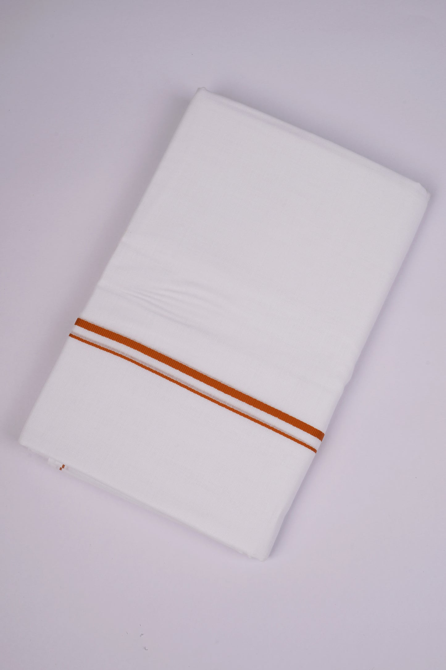 SD-18 WHITE DOUBLE DHOTI  3.70 MTR - Orange