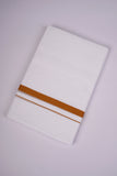 HD-29 WHITE DOUBLE DHOTI  4.00 MTR - Brown