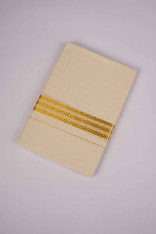 GLD-122C CREAM DOUBLE DHOTI  4.00 MTR
