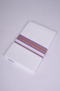 Pure  Cotton White Dhoti Single Fancy Border 2.00 m|FS-100 VIOLET